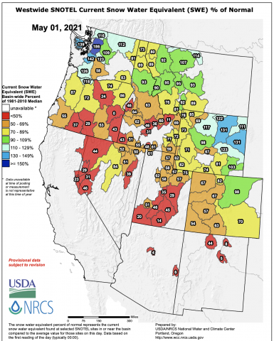 Current Snow-Water Equivalent May 2021