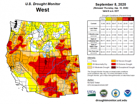 US Drought Map West September 2020