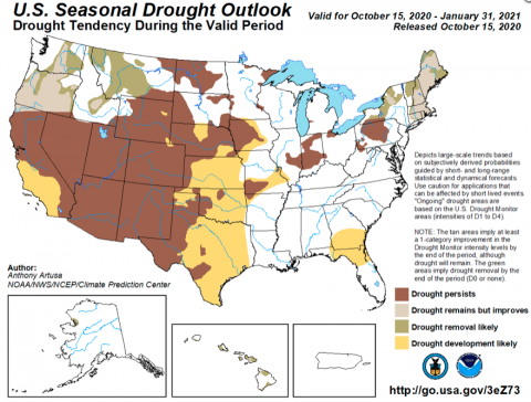 US Seasonal Drought Outlook October 2020