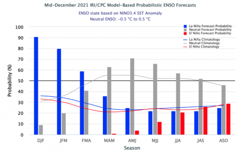 ENSO Probability Forecast, mid-December 2021