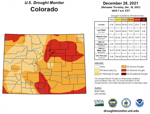US Drought Monitor, 12/28/21