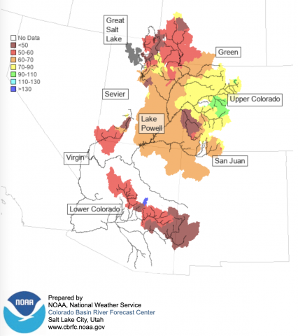 April 1st streamflow forecast for the Upper Colorado River and Great Basins