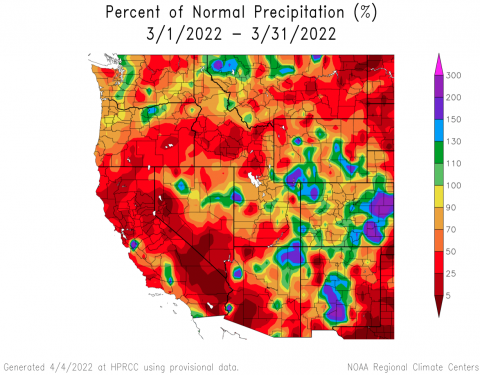 Percent normal March precipitation