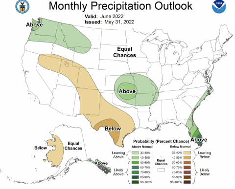 NOAA June 2022 precipitation forecast