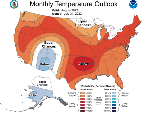 NOAA August 2022 Temperature Outlook