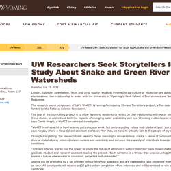 UW Researchers Seek Storytellers for Study About Snake and Green River Watersheds thumb