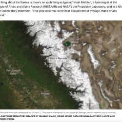 California Snowpack's 'Atypical' Year Revealed in NASA Image thumb
