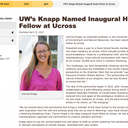 UW’s Knapp Named Inaugural Haub Fellow at Ucross thumb