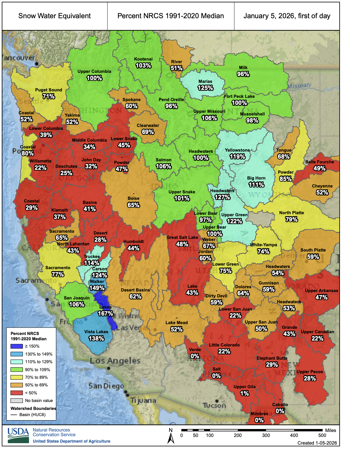 Westwide Snotel Current Snow Water Equivalent