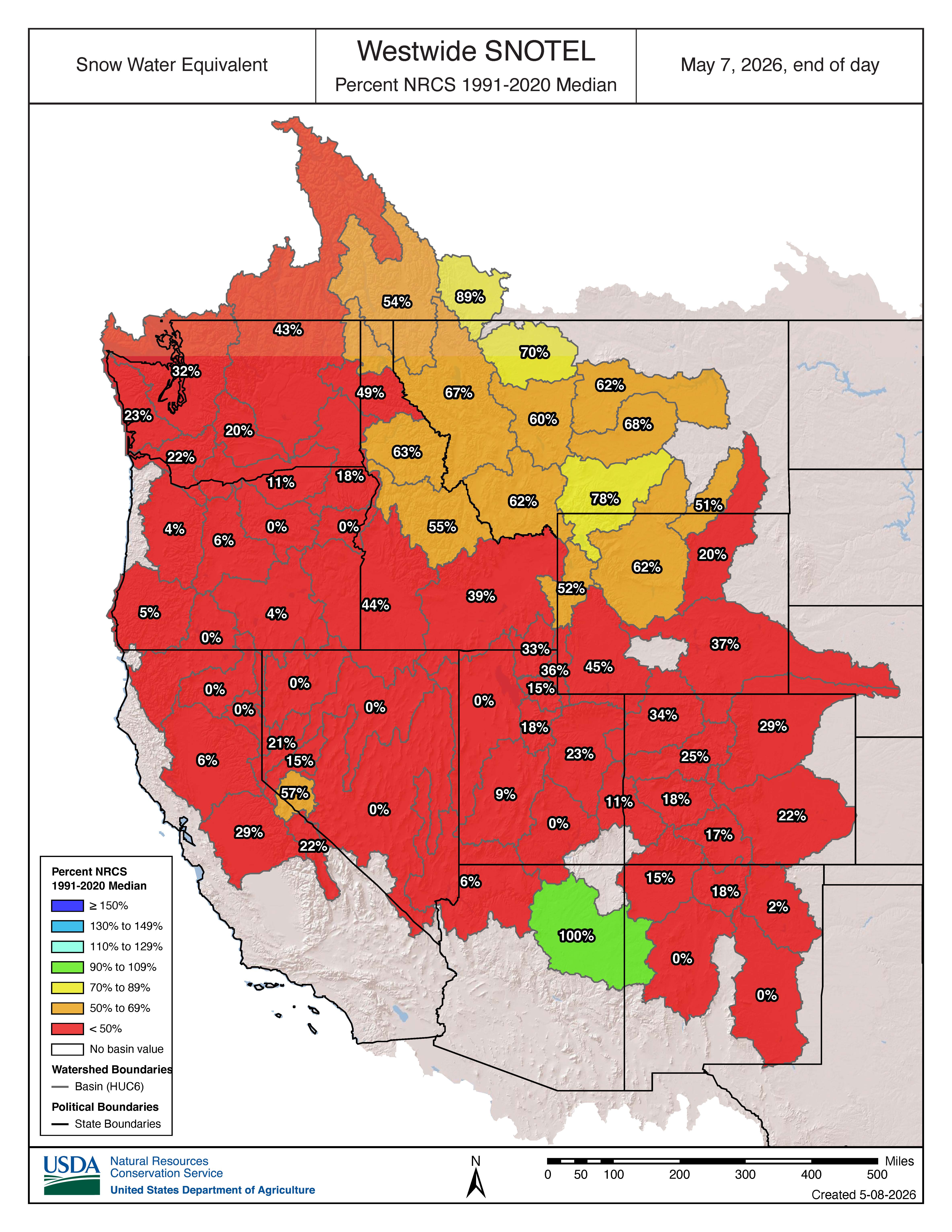 Westwide Snotel Current Snow Water Equivalent