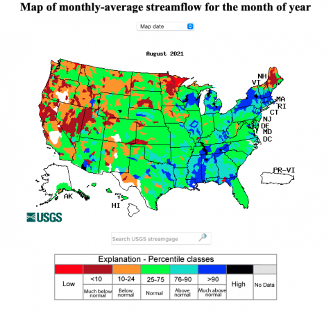 U.S. Monthly-Average Streamflow for the Month of Year