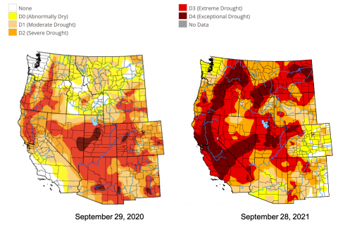Comparison of US Drought Monitor conditions