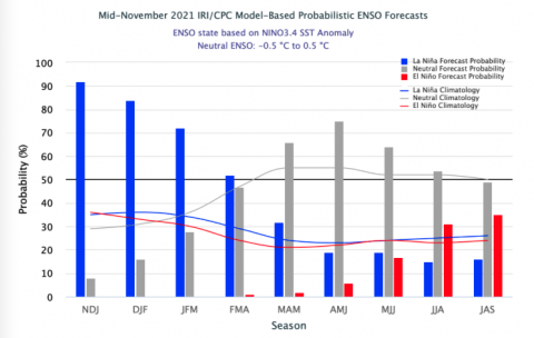 ENSO phase probability forecast, mid-November 2021