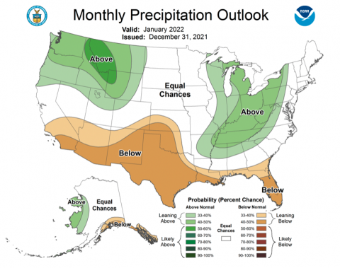 NOAA January 2022 Precipitation Outlook