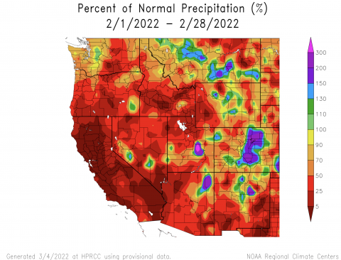 February Percent Normal Precipitation