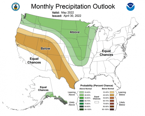May 2022 NOAA seasonal precipitation forecast 