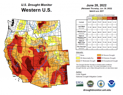 U.S. Drought Monitor - June 28, 2022