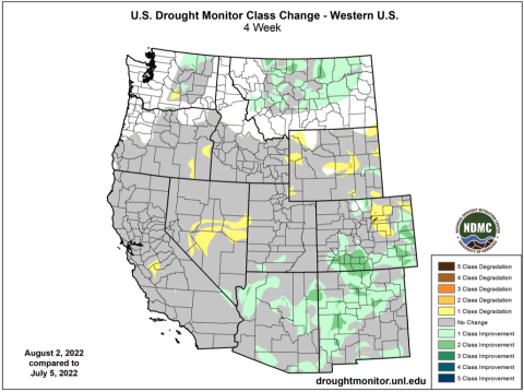 Change in Drought Conditions, July-August 2022