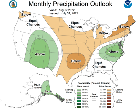 NOAA August 2022 Precipitation Outlook
