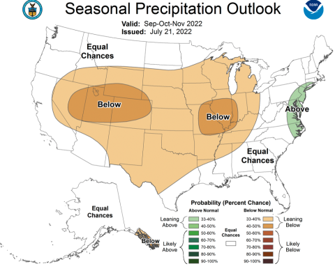 NOAA September-November 2022 Precipitation Outlook