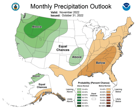 NOAA November 2022 precipitation forecast