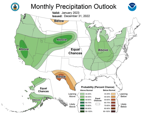 NOAA January 2023 Precipitation Outlook