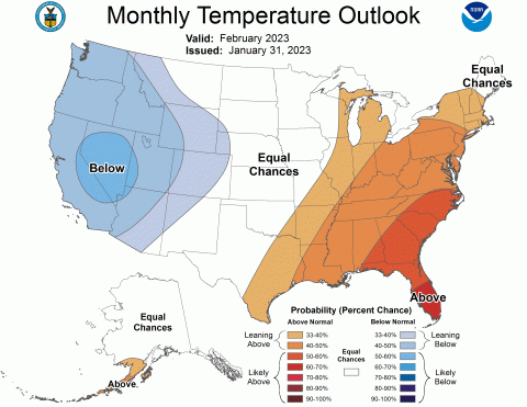 NOAA February Temperature Outlook