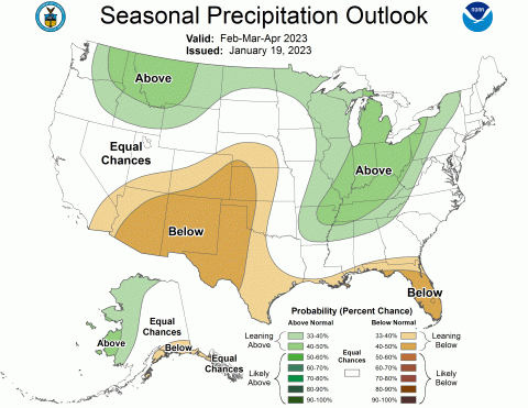 NOAA February-April Precipitation Outlook