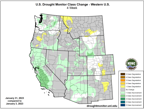 US Drought Monitor, 4-week Change Map