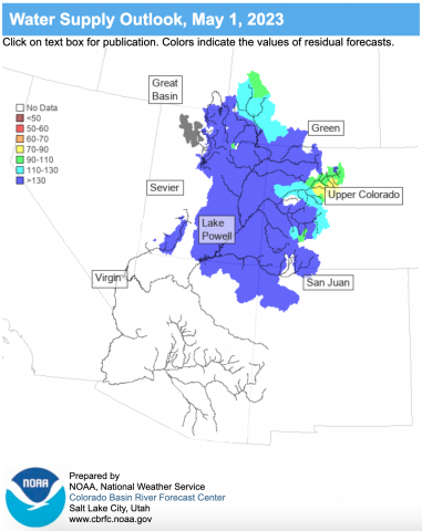 CBRFC Water Supply Outlook, May 1, 2023