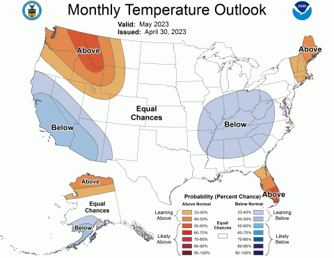 Monthly Temp Outlook April 30 2023