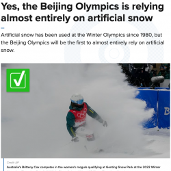 Yes, the Beijing Olympics is relying almost entirely on artificial snow thumb