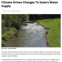 Univ of WY Receives Grant To Study Climate Driven Changes To State’s Water Supply thumb