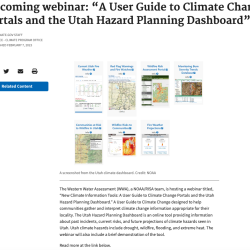 Upcoming webinar “A User Guide to Climate Change Portals and the Utah Hazard Planning Dashboard” thumb