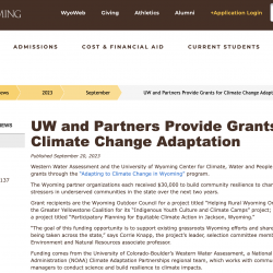 UW and Partners Provide Grants for Climate Change Adaptation thumb